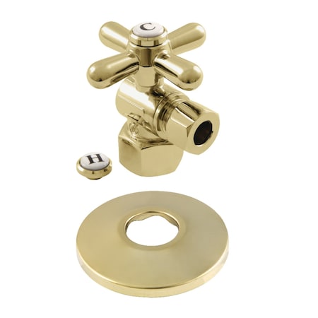 Kingston Brass 1/2" FIPx3/8" OD Comp Quarter-Turn Angle Stop Valve W/ Flange, Brass CC43102XK